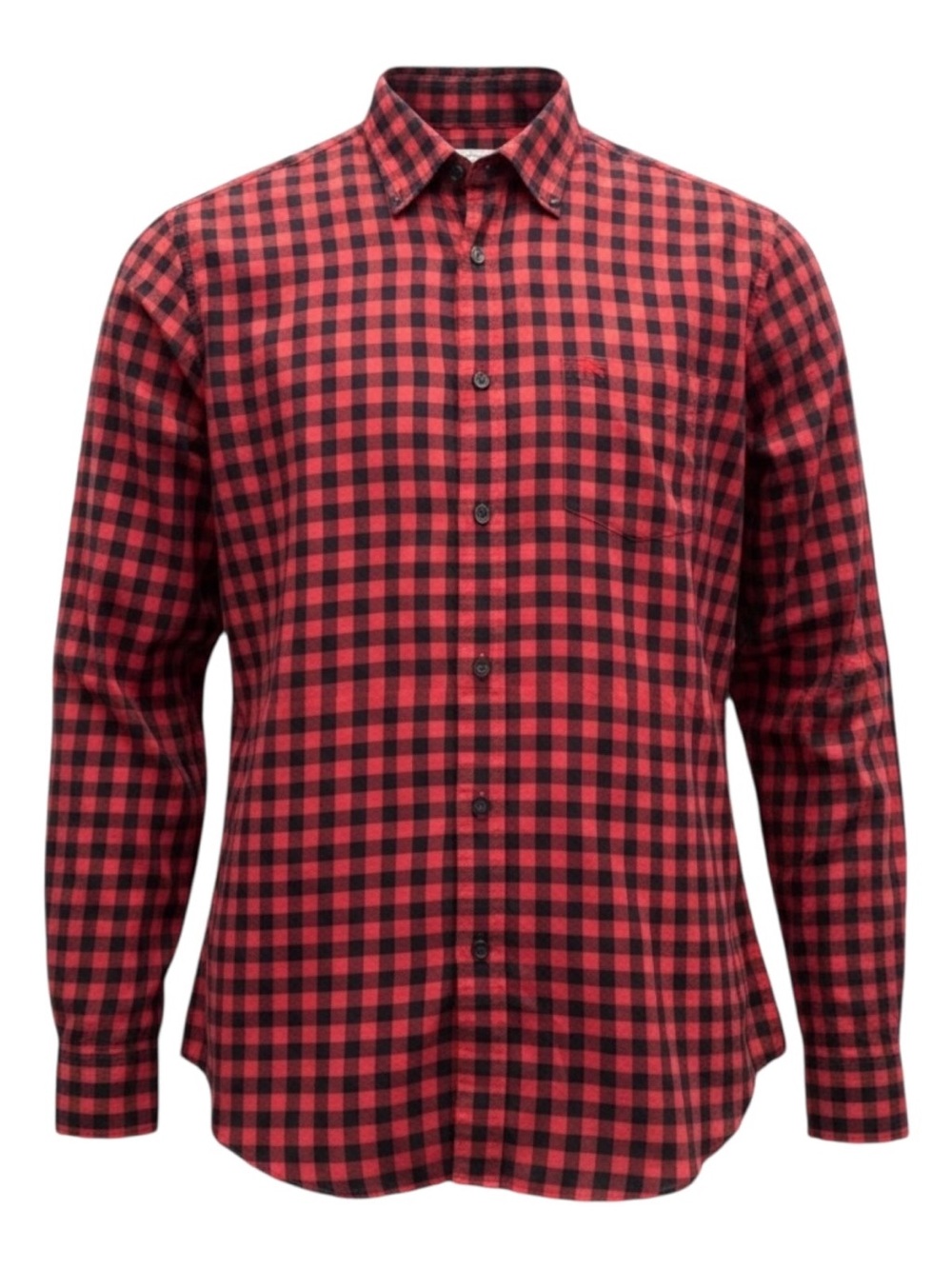 Burberry Red and Black Check Cotton Button-Down Shirt
